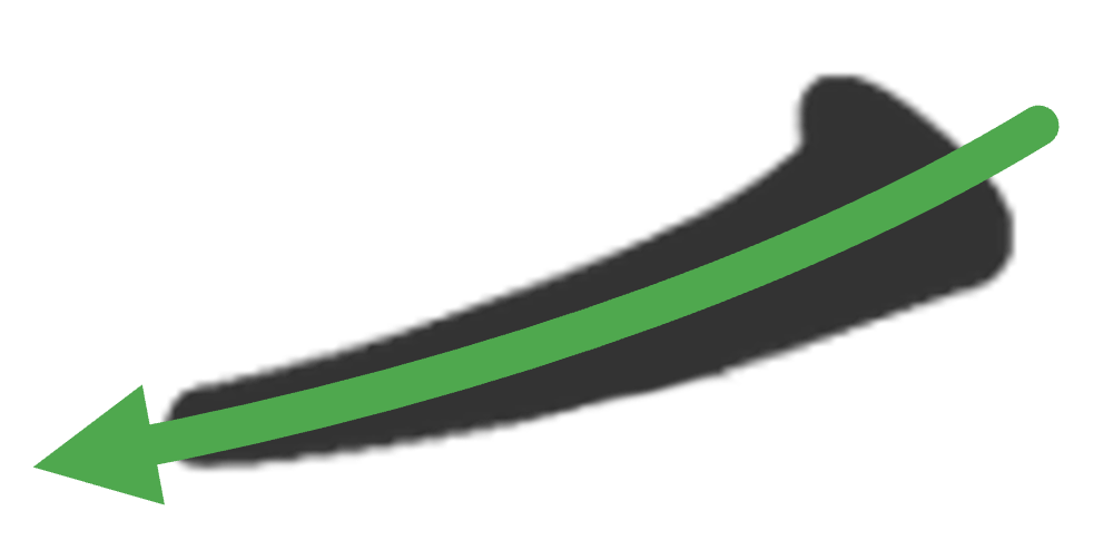 左下にはらう線